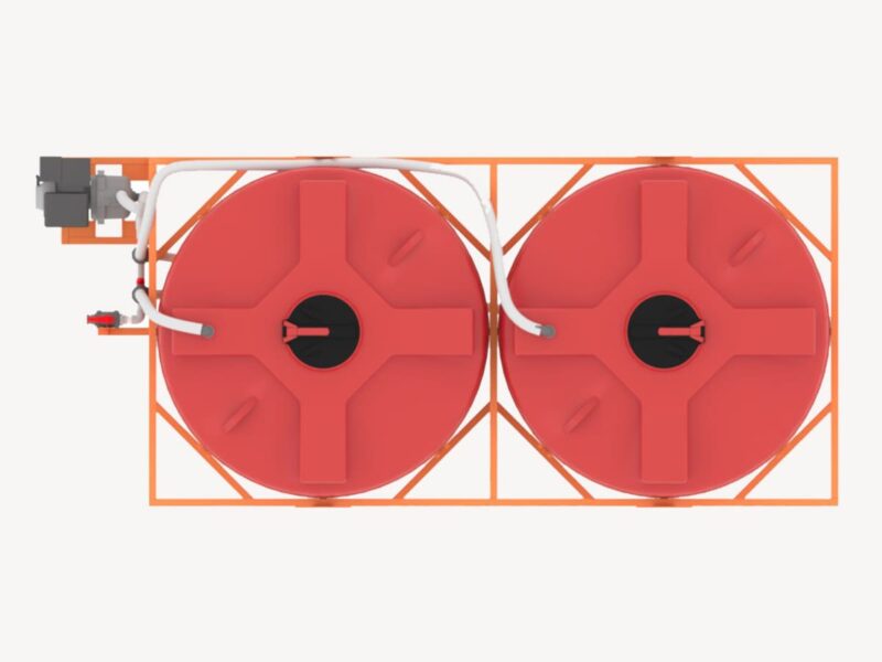 Комплект из двух бункеров в металлической обрешетке с гидроперемешиванием 10000 литров